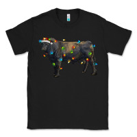 Black christmas black angus bull with christmas lights Classic Tee - RanaPortraitStore