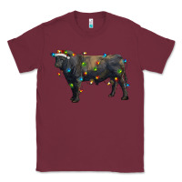 Burgundy christmas black angus bull with christmas lights Classic Tee - RanaPortraitStore