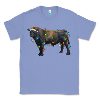 Colony Blue christmas black angus bull with christmas lights Classic Tee - RanaPortraitStore