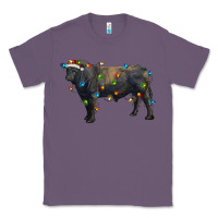 Lavender christmas black angus bull with christmas lights Classic Tee - RanaPortraitStore