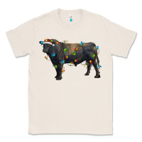 Christmas Black Angus Bull With Christmas Lights Classic Tee | Teevron