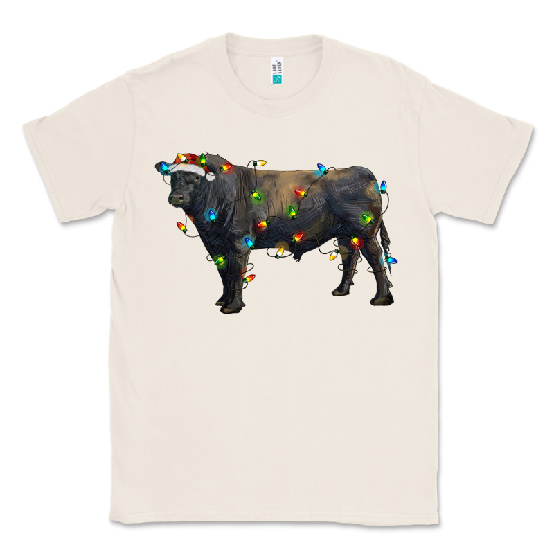 Christmas Black Angus Bull With Christmas Lights Classic Tee by RanaPortraitStore | Teevron