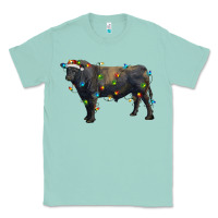 Seafoam christmas black angus bull with christmas lights Classic Tee - RanaPortraitStore