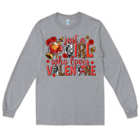Heather Grey just a girl who loves valentine Long Sleeve Tee - texasbilliewilder