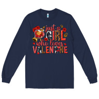 Navy just a girl who loves valentine Long Sleeve Tee - texasbilliewilder