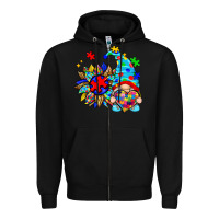 Black autism sunflower gnome Zipper Hoodie - Zillion Design Studio