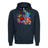 Navy autism sunflower gnome Zipper Hoodie - Zillion Design Studio