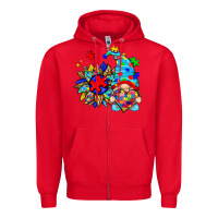 Red autism sunflower gnome Zipper Hoodie - Zillion Design Studio
