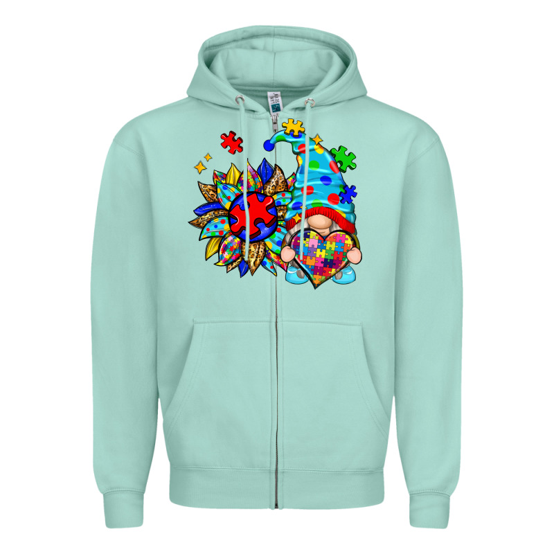 Autism Sunflower Gnome Zipper Hoodie by Zillion Design Studio | Teevron