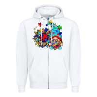 White autism sunflower gnome Zipper Hoodie - Zillion Design Studio