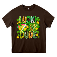 Chocolate Brown Lucky Dude Heavy Core Tee - CowhideDigitalArt