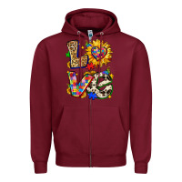 Burgundy autism love Zipper Hoodie - Zillion Design Studio