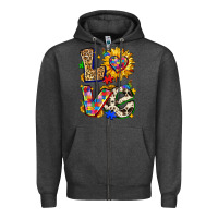 Charcoal Heather autism love Zipper Hoodie - Zillion Design Studio