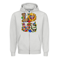 Dove Grey autism love Zipper Hoodie - Zillion Design Studio