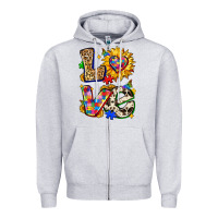 Heather Grey autism love Zipper Hoodie - Zillion Design Studio