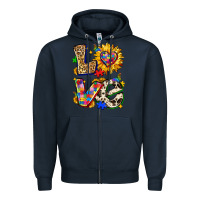 Navy autism love Zipper Hoodie - Zillion Design Studio