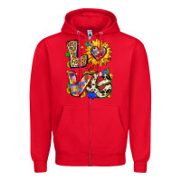 Red autism love Zipper Hoodie - Zillion Design Studio