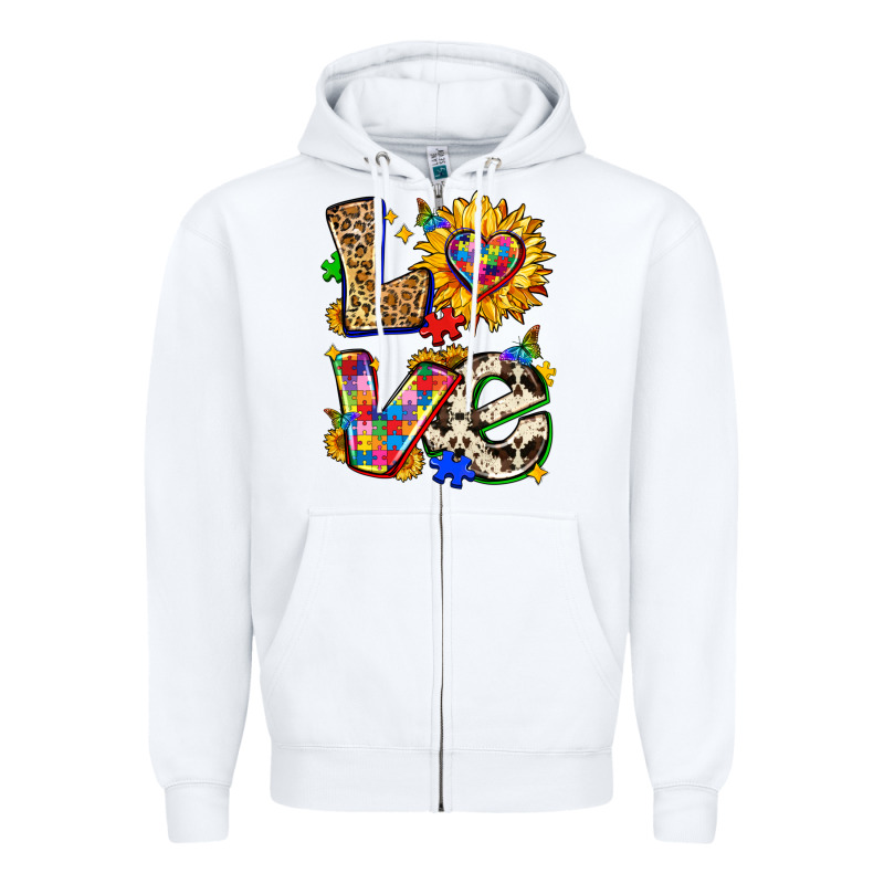 Autism Love Zipper Hoodie by Zillion Design Studio | Teevron
