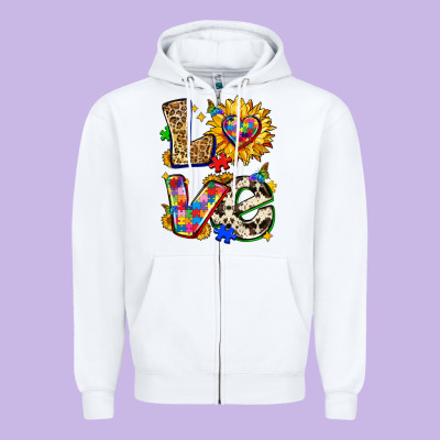 Autism Love Zipper Hoodie Designed By Zillion Design Studio