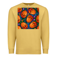 Antique Gold halloween pumpkin and candy seamless pattern Premium Sweatshirt - BundleAndBundleShop