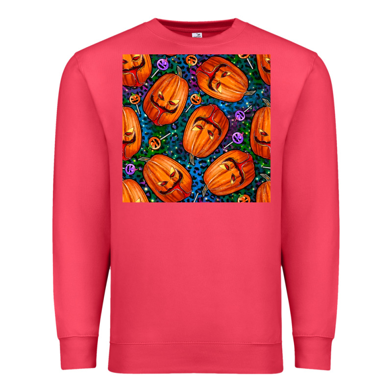 Halloween Pumpkin And Candy Seamless Pattern Premium Sweatshirt by BundleAndBundleShop | Teevron