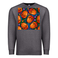 Charcoal Heather halloween pumpkin and candy seamless pattern Premium Sweatshirt - BundleAndBundleShop