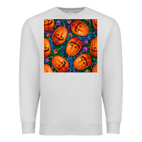 Dove Grey halloween pumpkin and candy seamless pattern Premium Sweatshirt - BundleAndBundleShop