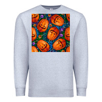 Heather Grey halloween pumpkin and candy seamless pattern Premium Sweatshirt - BundleAndBundleShop