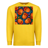 Lemon halloween pumpkin and candy seamless pattern Premium Sweatshirt - BundleAndBundleShop