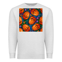 Oatmeal Heather halloween pumpkin and candy seamless pattern Premium Sweatshirt - BundleAndBundleShop