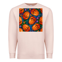 Pale Pink halloween pumpkin and candy seamless pattern Premium Sweatshirt - BundleAndBundleShop