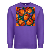 Purple halloween pumpkin and candy seamless pattern Premium Sweatshirt - BundleAndBundleShop