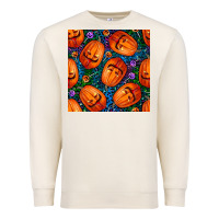 Sandshell halloween pumpkin and candy seamless pattern Premium Sweatshirt - BundleAndBundleShop