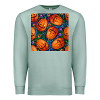 Seafoam halloween pumpkin and candy seamless pattern Premium Sweatshirt - BundleAndBundleShop