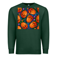 Sports Green halloween pumpkin and candy seamless pattern Premium Sweatshirt - BundleAndBundleShop