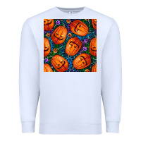 White halloween pumpkin and candy seamless pattern Premium Sweatshirt - BundleAndBundleShop