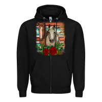 Black horses with roses Zipper Hoodie - RanaPortraitStore
