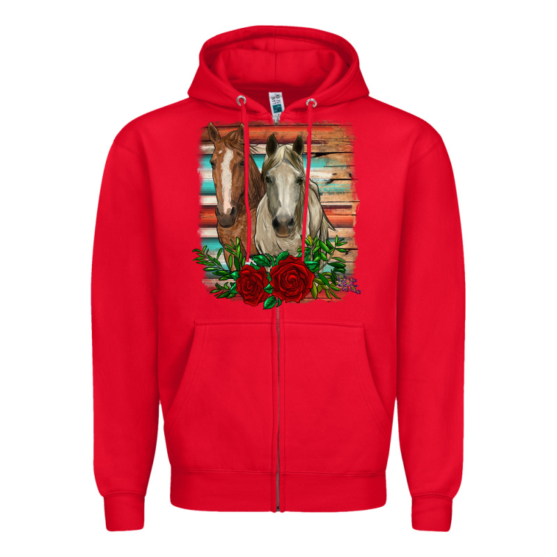 Horses With Roses Zipper Hoodie by RanaPortraitStore | Teevron