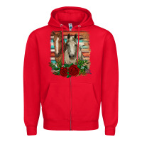 Red horses with roses Zipper Hoodie - RanaPortraitStore