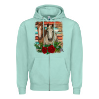 Seafoam horses with roses Zipper Hoodie - RanaPortraitStore