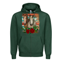 Sports Green horses with roses Zipper Hoodie - RanaPortraitStore