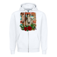 White horses with roses Zipper Hoodie - RanaPortraitStore
