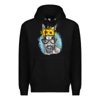 Black Sunflower Glasses Donkey Premium Hoodie - RanaPortraitStore