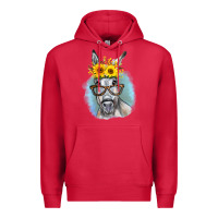 Cardinal Sunflower Glasses Donkey Premium Hoodie - RanaPortraitStore