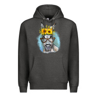 Charcoal Heather Sunflower Glasses Donkey Premium Hoodie - RanaPortraitStore