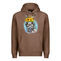 Chestnut Sunflower Glasses Donkey Premium Hoodie - RanaPortraitStore