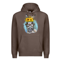 Coffee Sunflower Glasses Donkey Premium Hoodie - RanaPortraitStore