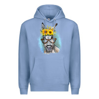 Colony Blue Sunflower Glasses Donkey Premium Hoodie - RanaPortraitStore