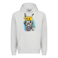 Dove Grey Sunflower Glasses Donkey Premium Hoodie - RanaPortraitStore