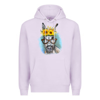 Lilac Sunflower Glasses Donkey Premium Hoodie - RanaPortraitStore